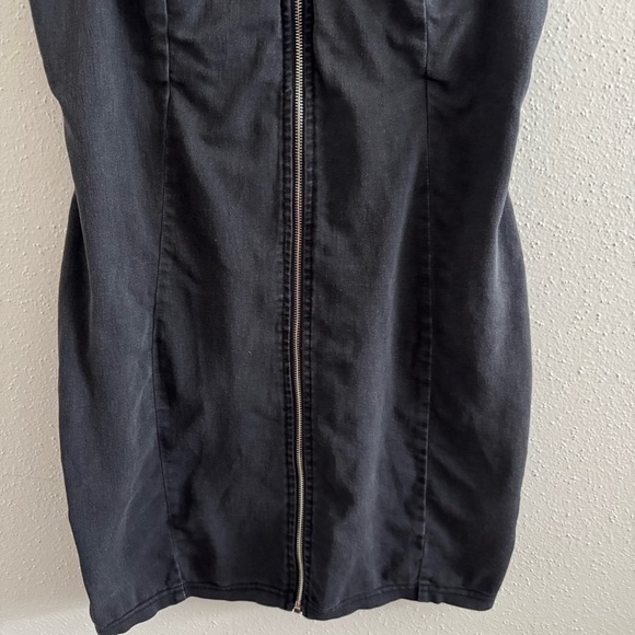 Iris Black Denim Zip Front Mini Dress XL - Picture 5 of 9